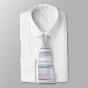 Aqua, Blush and Lavender Stripes Neck Tie