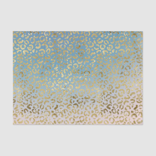 Aqua Blush Gold Leopard Print      Tissue Paper (Front)