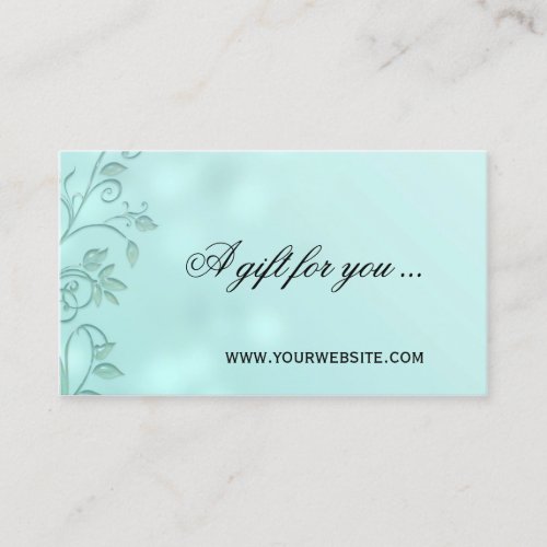 Aqua Bokeh Floral Swirl Gift Certificate Template Business Card Templates