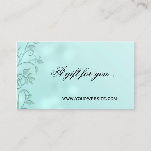Customizable Aqua Bokeh Floral Swirl Gift Certificate Template Business Card Templates