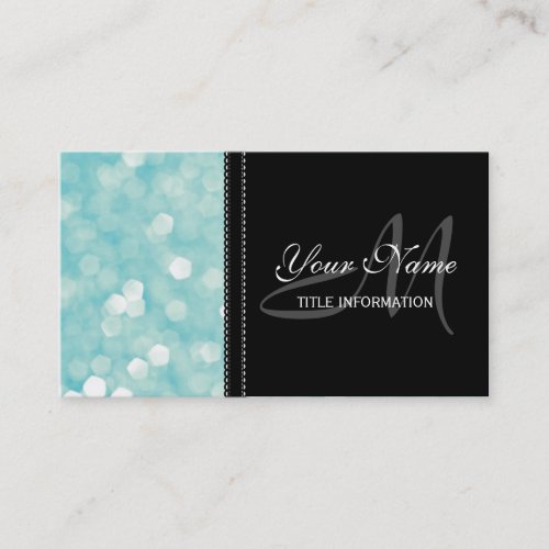 Aqua Bokeh Glitter Sparkles Business Cards