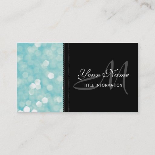 Customizable Aqua Bokeh Glitter Sparkles Business Cards