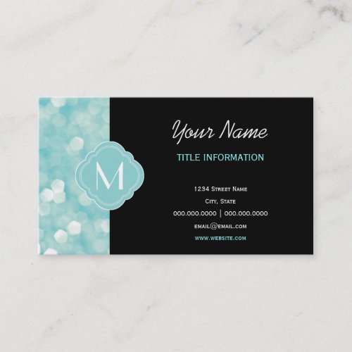 Aqua Bokeh Lights Glitter Sparkles Business Cards