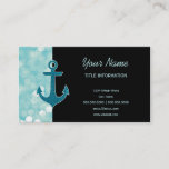 Aqua Bokeh Nautical Glitter Anchor Business Card at Zazzle