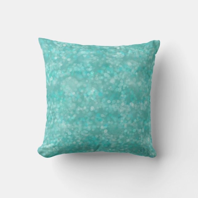 Aqua Bokeh Throw Pillow (Front)