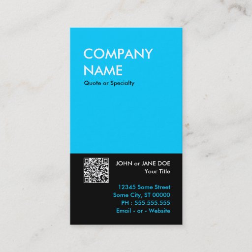 Customizable aqua bold design your own QR code Business Card