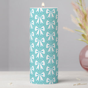  Aqua Bow Pattern Candle 