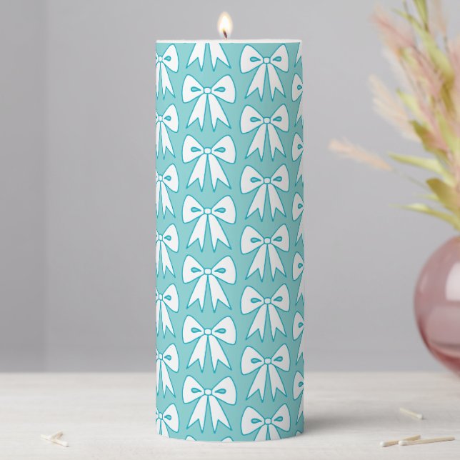  Aqua Bow Pattern Candle  (In Situ)