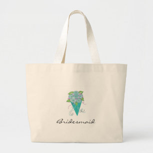 Aqua Bridesmaid Bouquet Large Tote Bag