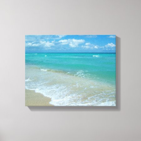 Aqua Bright Blue Beach Waves Canvas Print