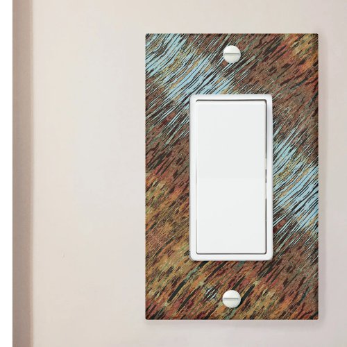 Aqua Brown and Orange Abstract Light Switch Cover