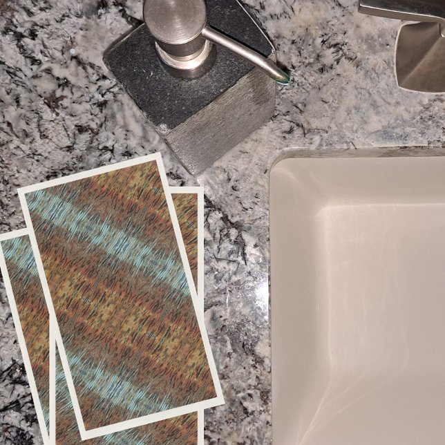 Aqua Brown and Orange Abstract Paper Guest Towels (Creator Uploaded)