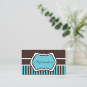 Aqua, Brown, and White Damask Enclosure Card (Standing Front)