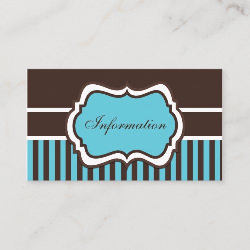 Aqua, Brown, and White Damask Enclosure Card Business Card