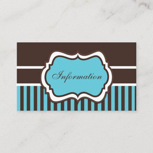 Customizable Aqua, Brown, and White Damask Enclosure Card Business Card