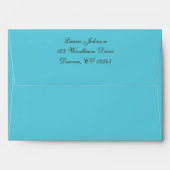Aqua, Brown, and White Damask Linen A7 Envelope (Back (Top Flap))