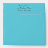 Aqua, Brown, and White Damask Linen Sq. Envelope (Back (Top Flap))