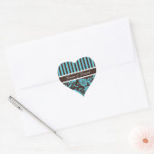Aqua, Brown, and White Heart Shaped Sticker (Envelope)