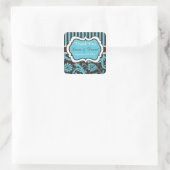 Aqua, Brown, and White Wedding Favor Sticker (Bag)