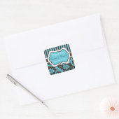 Aqua, Brown, and White Wedding Favor Sticker (Envelope)