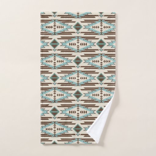 Aqua Brown Aztec Pattern Monogram Bath Towel Set Zazzle