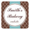 Aqua Brown Business Stickers