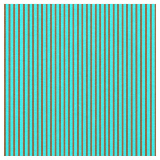Aqua & Brown Colored Lines/Stripes Pattern Fabric