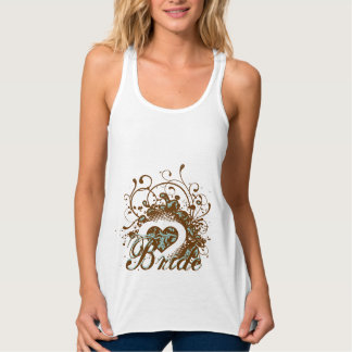 Aqua Brown Damask Grunge Winged Heart Bride Tee