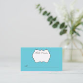 Aqua, Brown, White Damask Place Card (Standing Front)