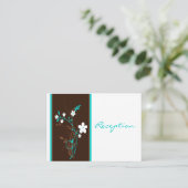 Aqua Brown White Floral Reception Enclosure Card (Standing Front)