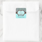 Aqua, Brown, White Striped Wedding Favor Sticker (Bag)