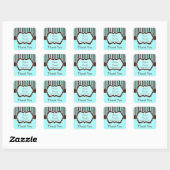 Aqua, Brown, White Striped Wedding Favor Sticker (Sheet)
