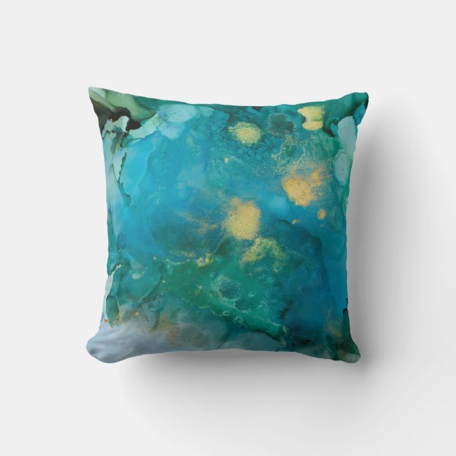 Aqua Brume I Throw Pillow (Front)
