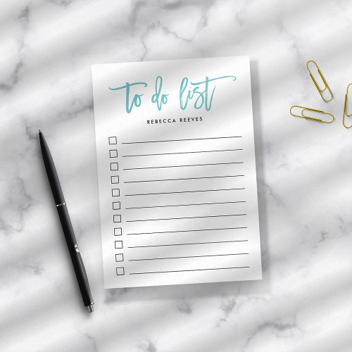 Aqua Brush Lettered Personalized To Do List Post_it Notes