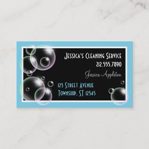 Customizable Aqua Bubbles Cleaning Service Business Cards