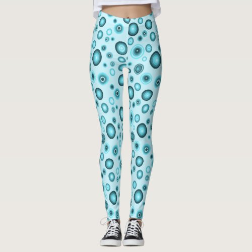 Aqua Bubbles Geometric Circles Pattern Leggings