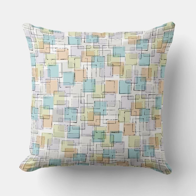 Aqua Building Blocks Blanket Throw Pillow (Front)