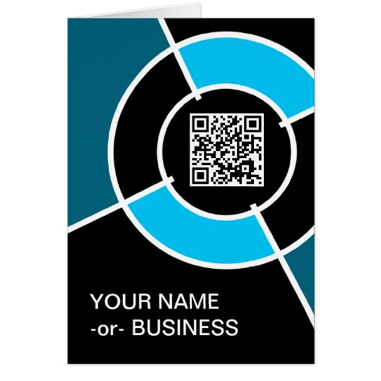 aqua bullseye QR code Card