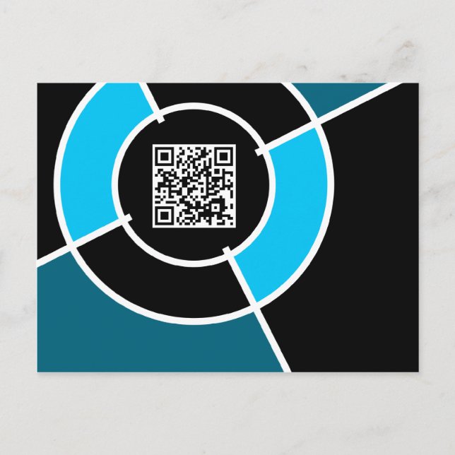 aqua bullseye QR code Postcard (Front)