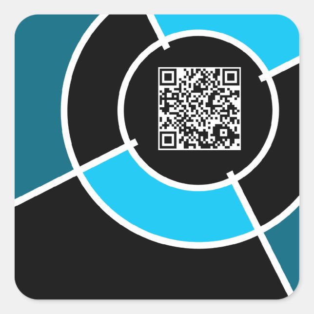 aqua bullseye QR code Square Sticker (Front)