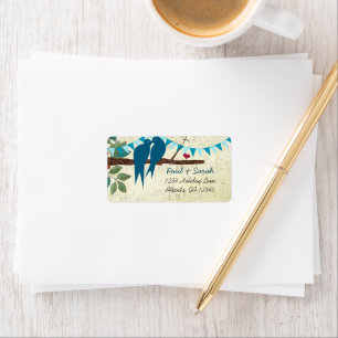 Aqua Bunting Vintage Love Birds Damask Hills Label