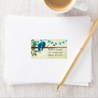 Aqua Bunting Vintage Love Birds Label
