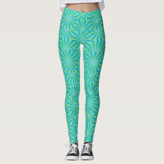 Aqua Burst Geometric Seamless Pattern Leggings
