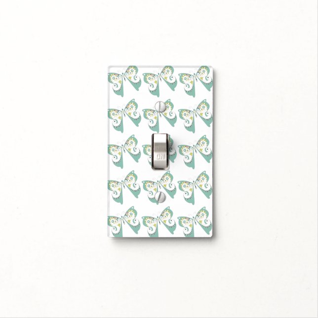 Aqua Butterflies Light Switch Cover (In Situ)