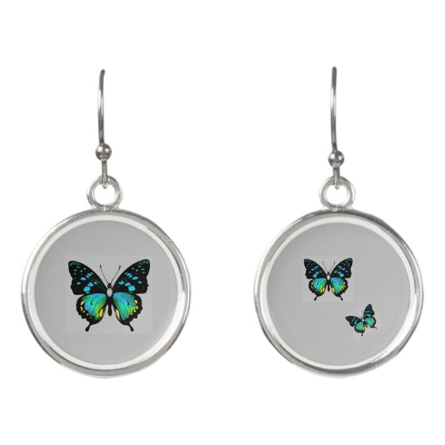   Aqua Butterfly Design on Earrings (Front)