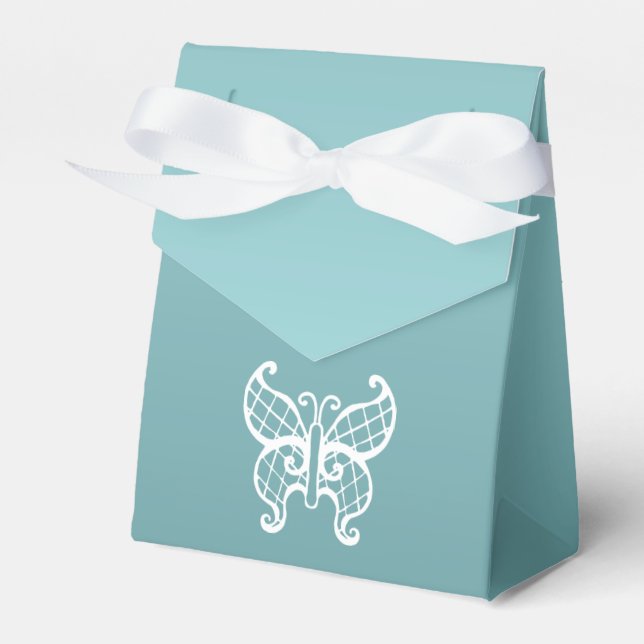 Aqua Butterfly Favor Box (Front Side)