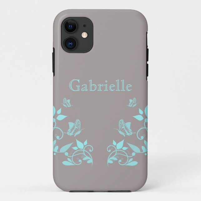 Aqua Butterfly Floral BT iPhone 5 Case (Back)