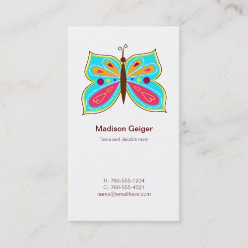 Aqua Butterfly Mommy Calling Cards Business Card