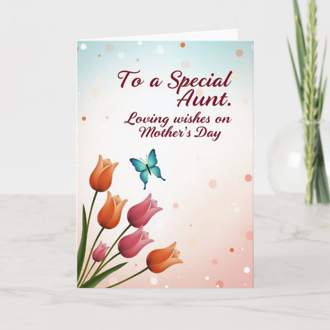 Aqua Butterfly Mothers Day Card (Front)