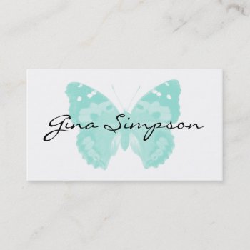 Aqua Butterfly Personalized Business Cards by Mintleafstudio at Zazzle